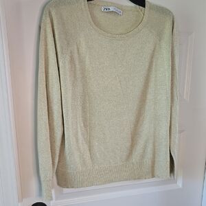 Zara Cream Crew Neck Sweater Soft Knit
